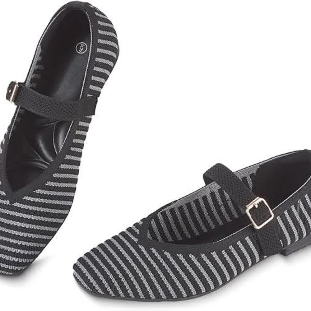 Black and Gray Striped Women's Shoes